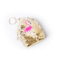 REVERSIBLE SEQUIN MINI SWAN KEY CHAIN POUCH