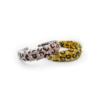 VELVETY LEOPARD PRINT PADDED HEADBAND WITH PEARLS