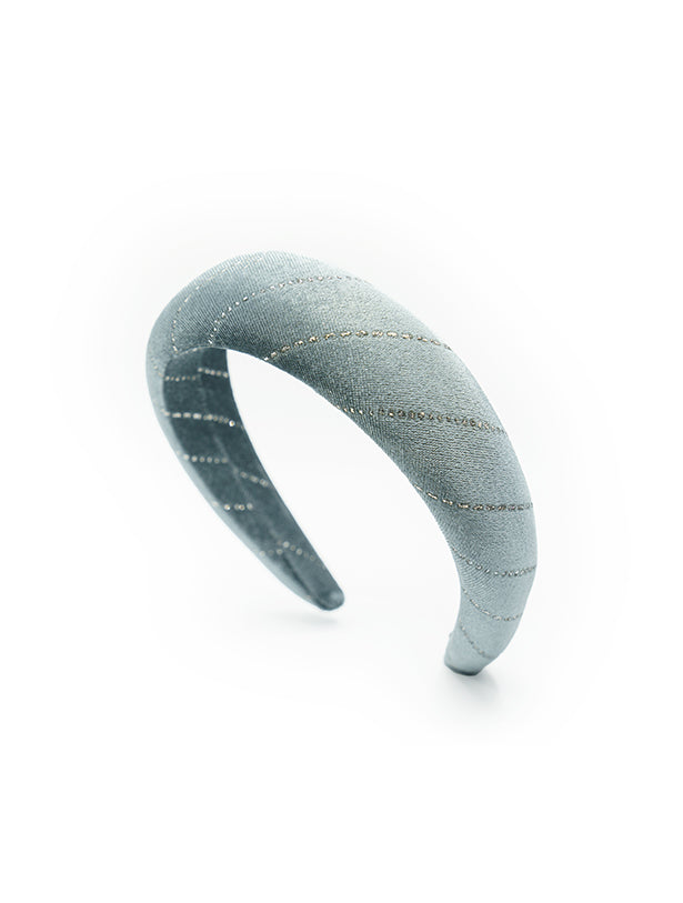 VELVETY SILVER STRIPED PADDED HEADBAND