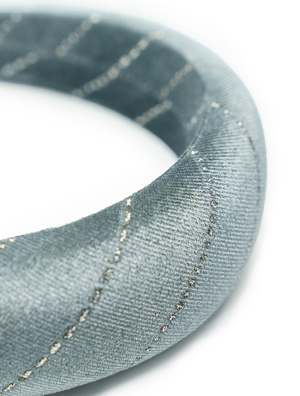 VELVETY SILVER STRIPED PADDED HEADBAND