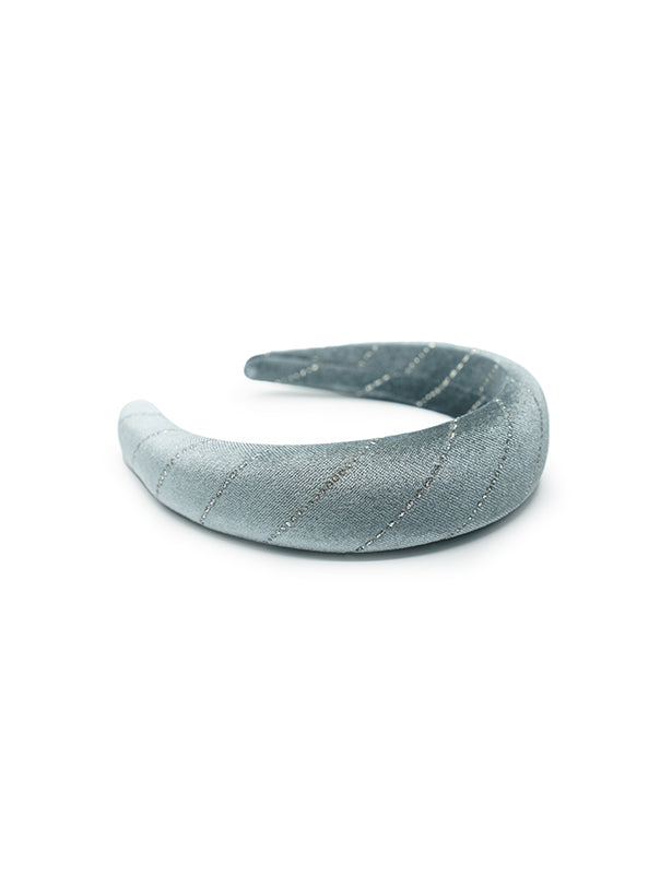 VELVETY SILVER STRIPED PADDED HEADBAND