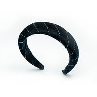 VELVETY SILVER STRIPED PADDED HEADBAND