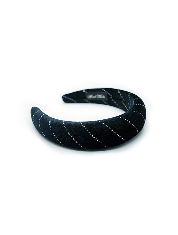 VELVETY SILVER STRIPED PADDED HEADBAND