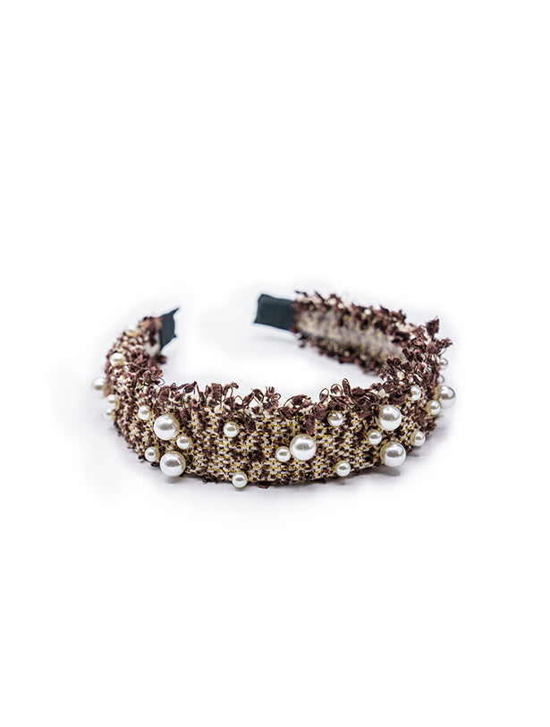 INTERWOVEN HEADBAND WITH BIG AND SMALL PEARLS