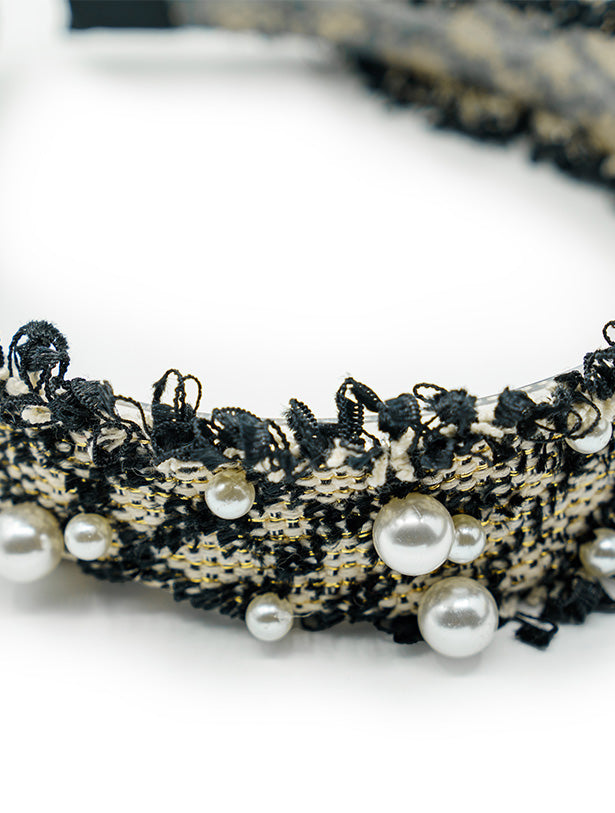 INTERWOVEN HEADBAND WITH BIG AND SMALL PEARLS