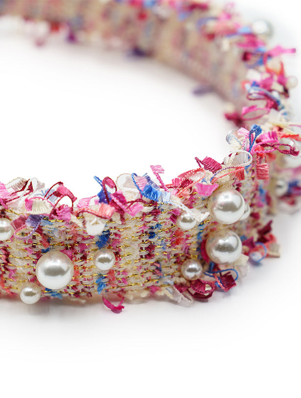 INTERWOVEN HEADBAND WITH BIG AND SMALL PEARLS