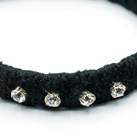 TWILL WOOLY BEJEWELED HEADBAND WITH STONES