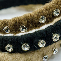 TWILL WOOLY BEJEWELED HEADBAND WITH STONES