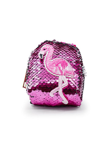 REVERSIBLE SEQUIN MINI SWAN KEY CHAIN POUCH