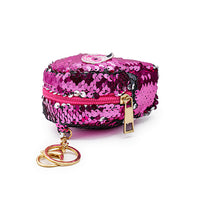 REVERSIBLE SEQUIN MINI SWAN KEY CHAIN POUCH