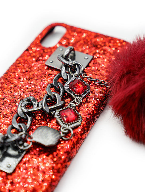 BLING, CHAIN, FUR AND RHINESTONE IPHONE CASE