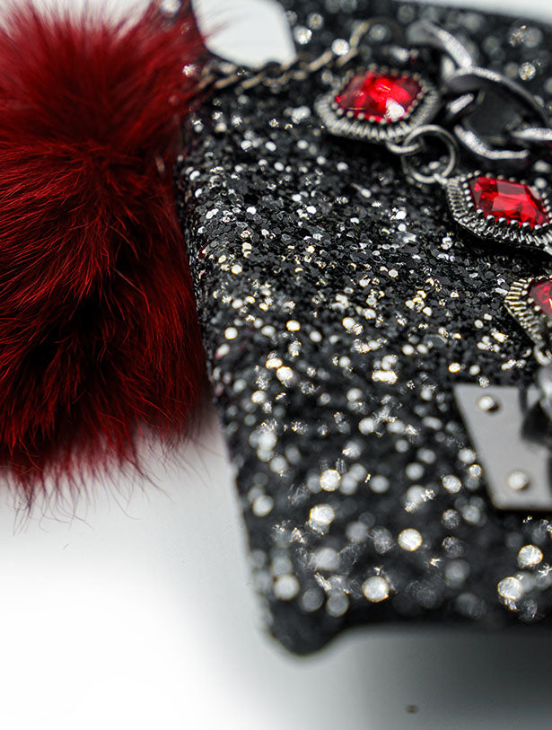 BLING, CHAIN, FUR AND RHINESTONE IPHONE CASE