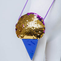 REVERSIBLE SEQUIN ICE CREAM CONE SHAPED MINI PURSE