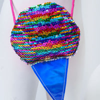 REVERSIBLE SEQUIN ICE CREAM CONE SHAPED MINI PURSE