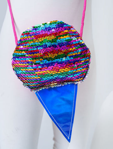 REVERSIBLE SEQUIN ICE CREAM CONE SHAPED MINI PURSE