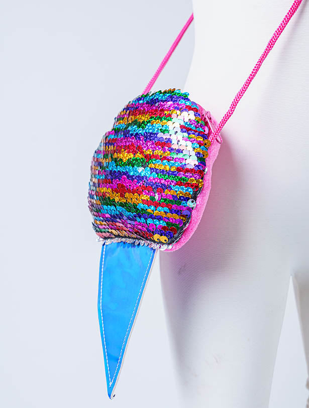 REVERSIBLE SEQUIN ICE CREAM CONE SHAPED MINI PURSE