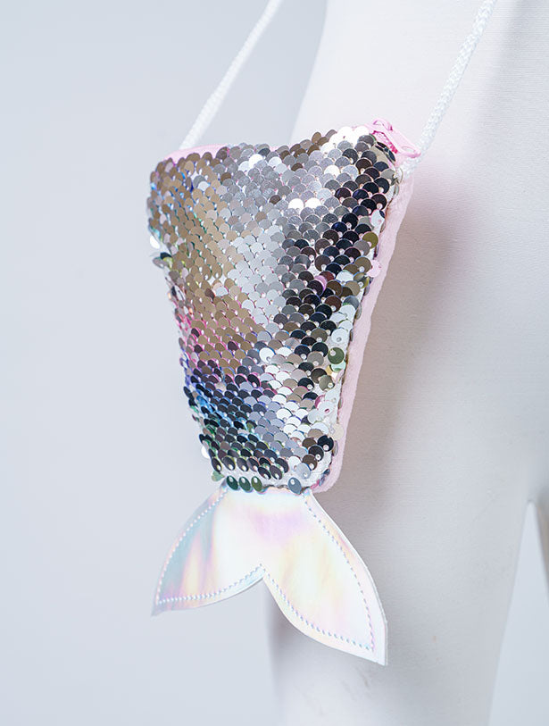 REVERSIBLE SEQUIN FISH TAIL MINI PURSE