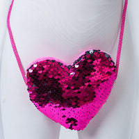 MULTI-COLOR REVERSIBLE SEQUIN HEART SHAPED MINI PURSE