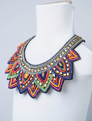 MULTI-COLOR EMBROIDERED STATEMENT NECKPIECE