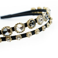 MULTI COLOR DOUBLE LAYER SLIM BAND HEAD BAND WITH RHINESTONES AND STONES