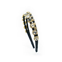 MULTI COLOR DOUBLE LAYER SLIM BAND HEAD BAND WITH RHINESTONES AND STONES