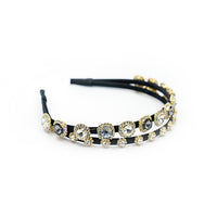 MULTI COLOR DOUBLE LAYER SLIM BAND HEAD BAND WITH RHINESTONES AND STONES