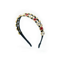 MULTI COLOR DOUBLE LAYER SLIM BAND HEAD BAND WITH RHINESTONES AND STONES