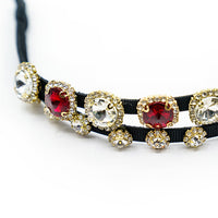 MULTI COLOR DOUBLE LAYER SLIM BAND HEAD BAND WITH RHINESTONES AND STONES