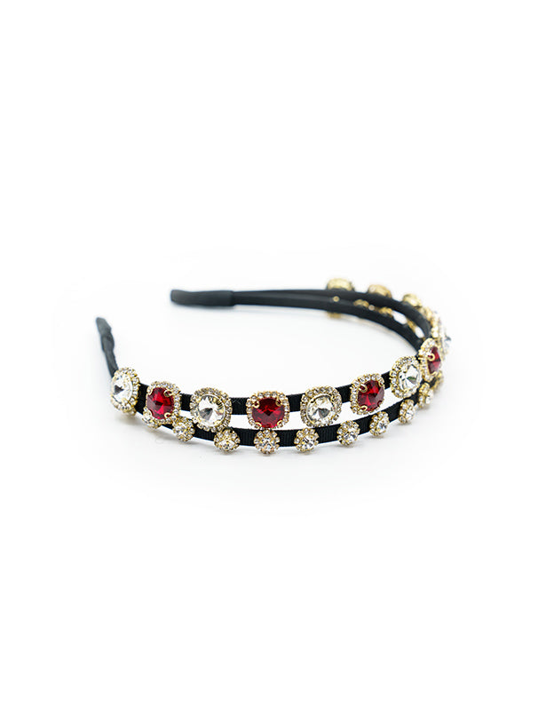MULTI COLOR DOUBLE LAYER SLIM BAND HEAD BAND WITH RHINESTONES AND STONES