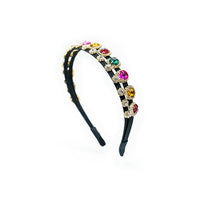 MULTI COLOR DOUBLE LAYER SLIM BAND HEAD BAND WITH RHINESTONES AND STONES