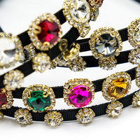 MULTI COLOR DOUBLE LAYER SLIM BAND HEAD BAND WITH RHINESTONES AND STONES