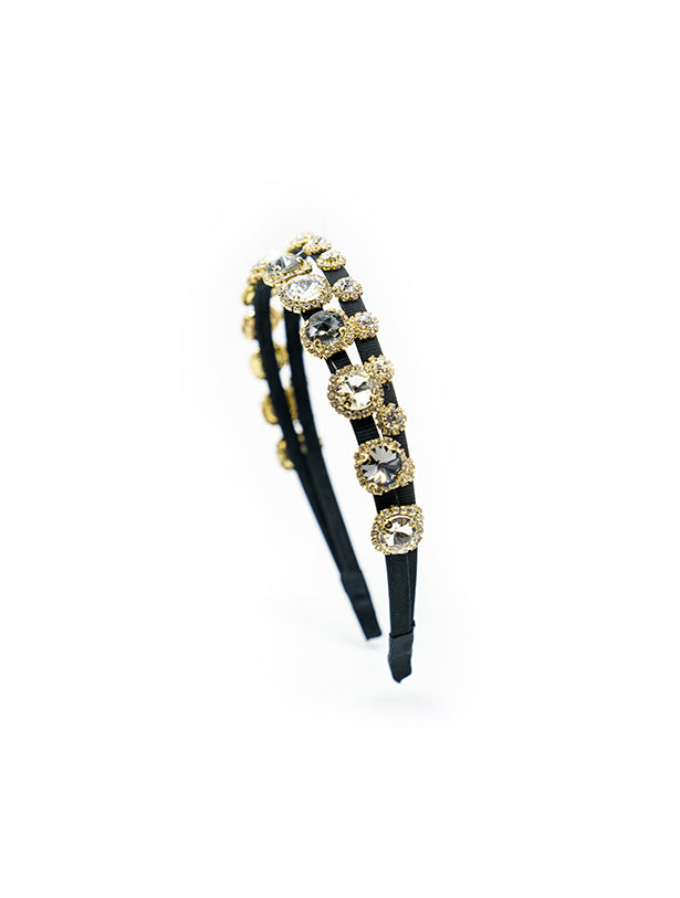 MULTI COLOR DOUBLE LAYER SLIM BAND HEAD BAND WITH RHINESTONES AND STONES